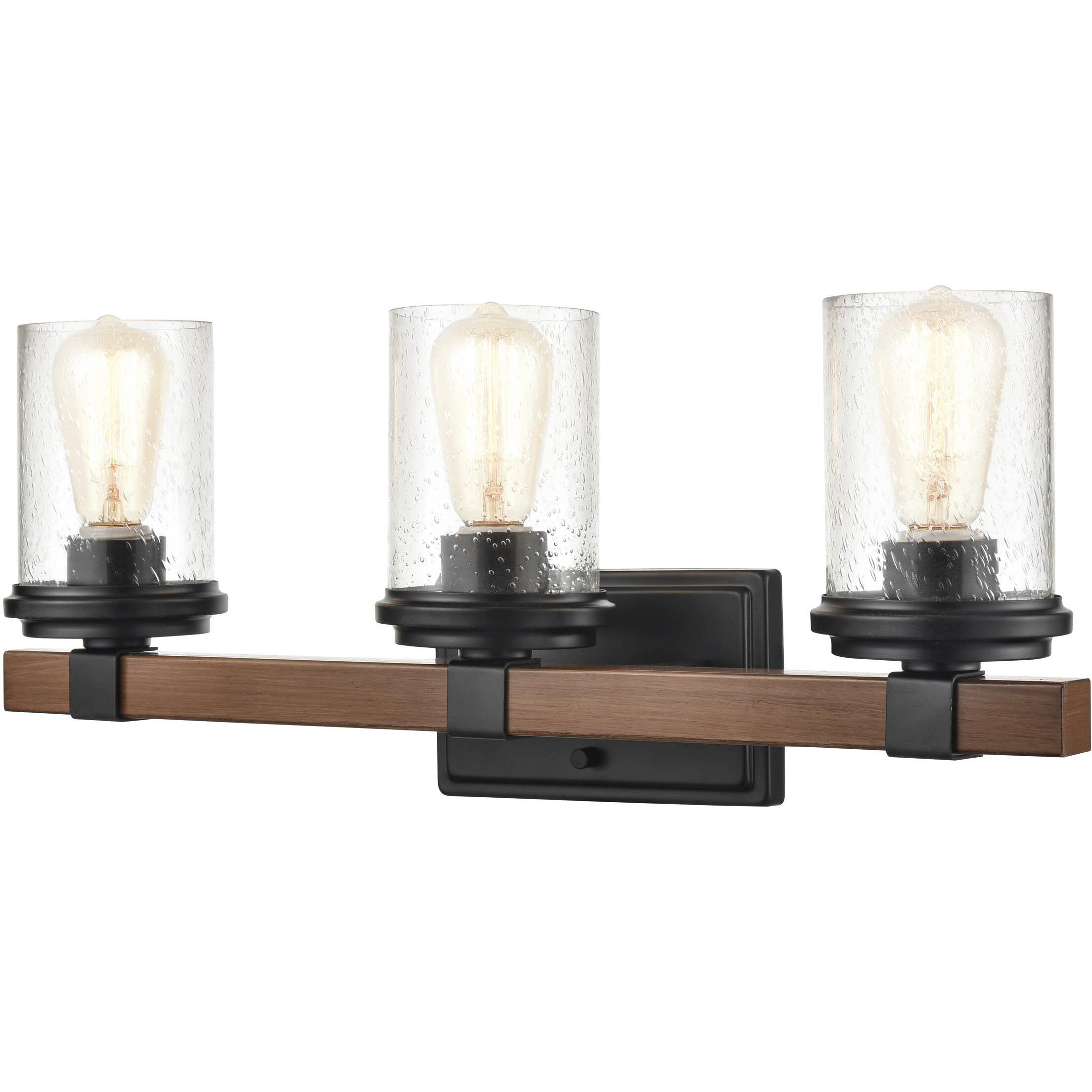 Taos 3 Light 23 inch Matte Black/Wood Grain Bathroom Vanity Light Wall Light